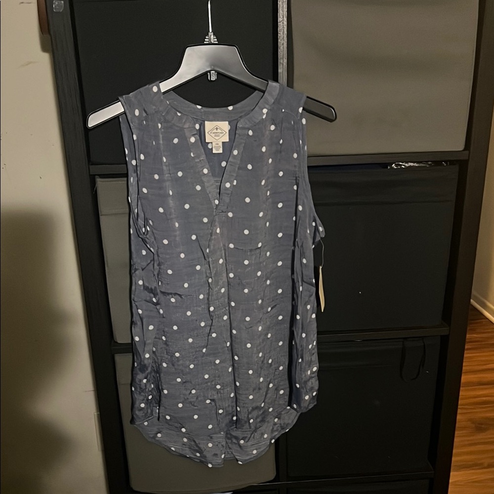 Gray Polka Dot Sleeveless Top